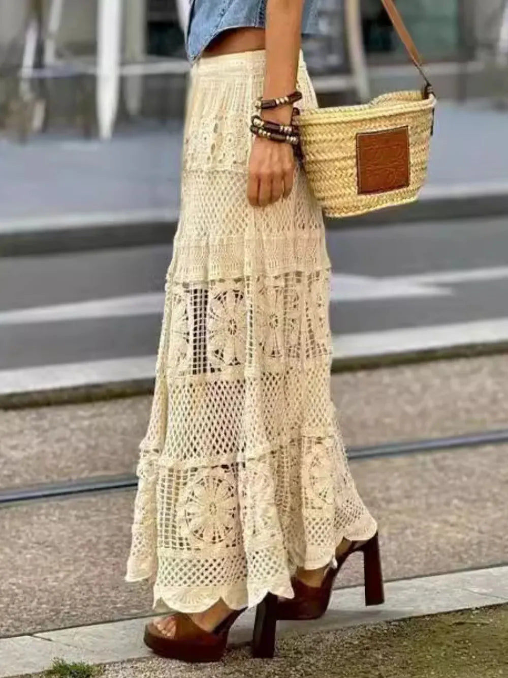 L'ADM - Jupe longue en crochet ajouré