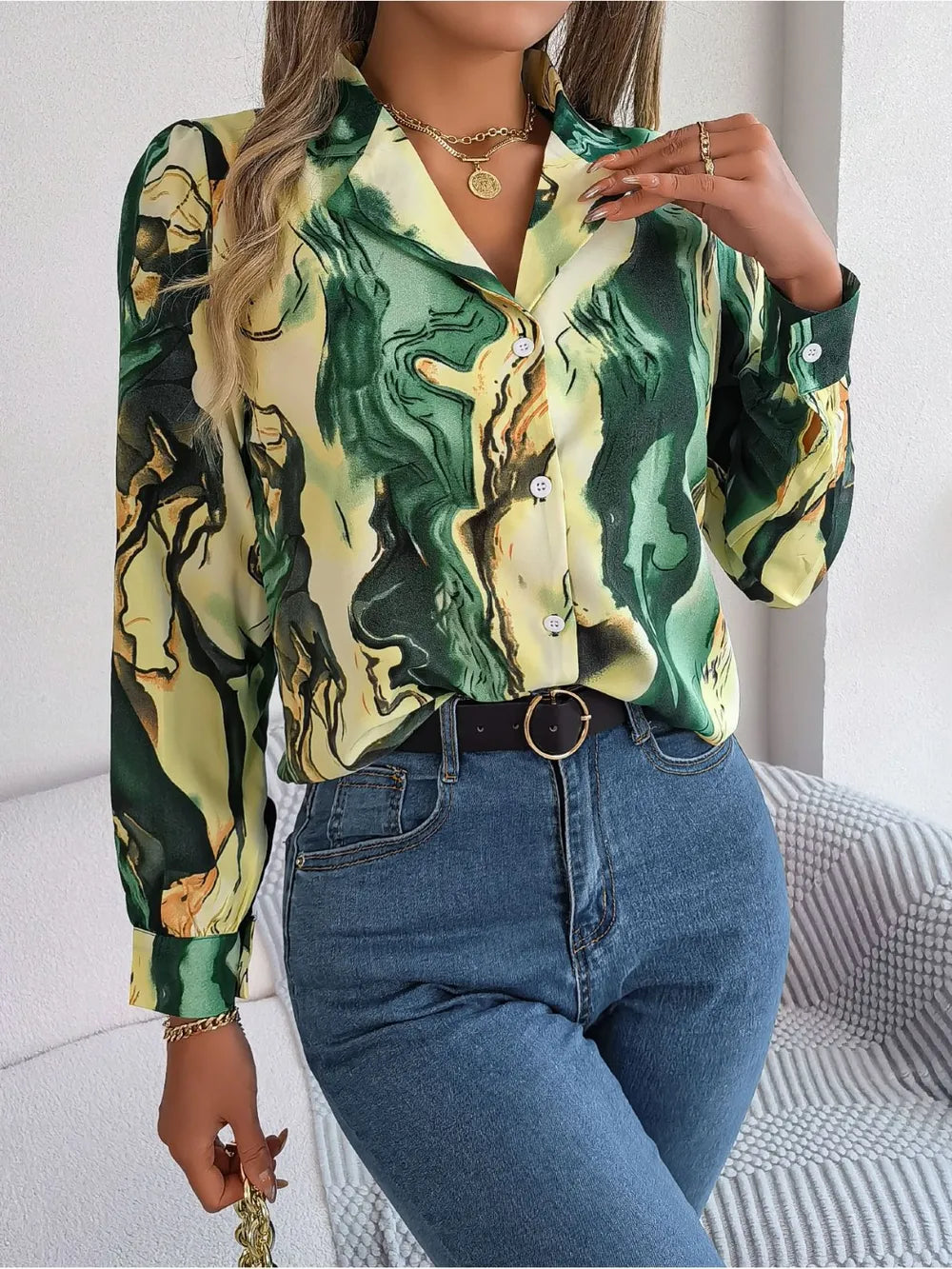 L’ADM - Blouse Imprimée Col Boutonné