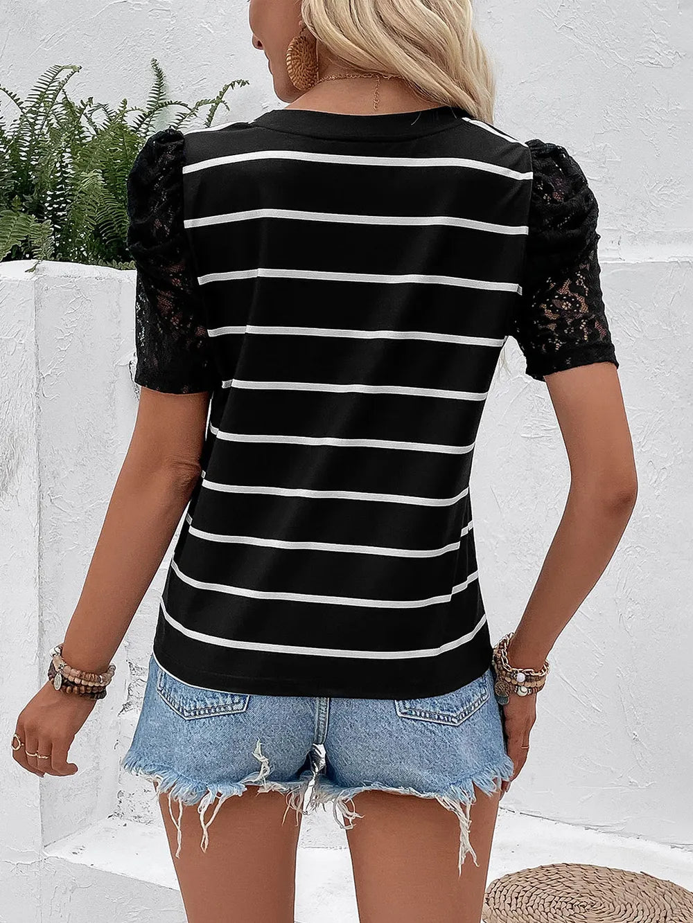 L'ADM – T-shirt Rayé à Manches Courtes
