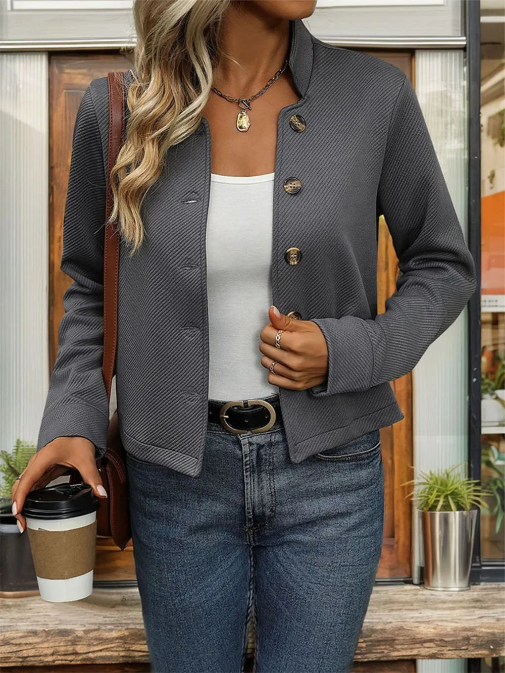 L'ADM - Veste Perfee texturée à boutons