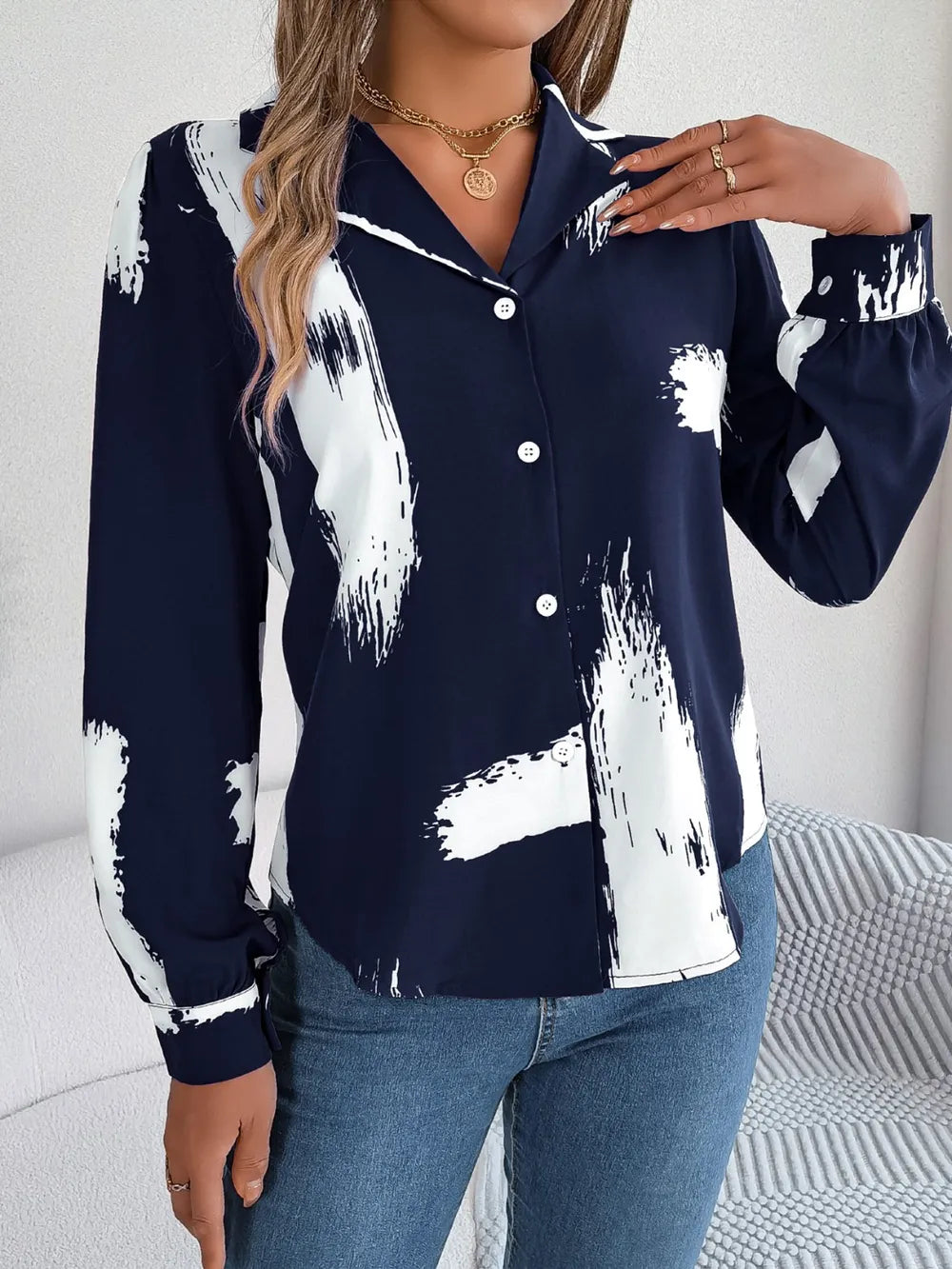 L’ADM - Blouse Imprimée Col Boutonné