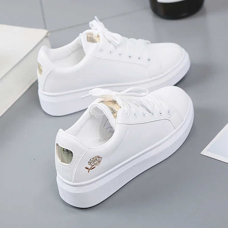 L'ADM - Baskets Blanches à Rose Dorée