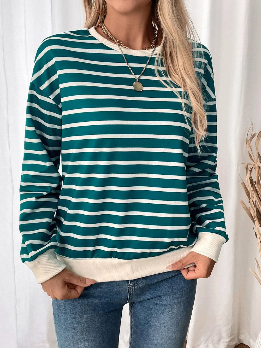 L'ADM - Sweat-shirt à Rayures Contraste