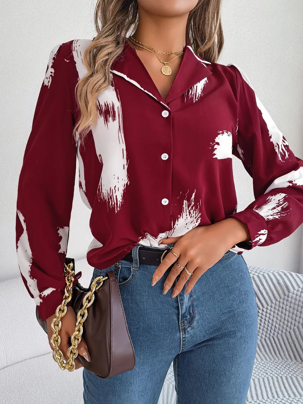 L’ADM - Blouse Imprimée Col Boutonné
