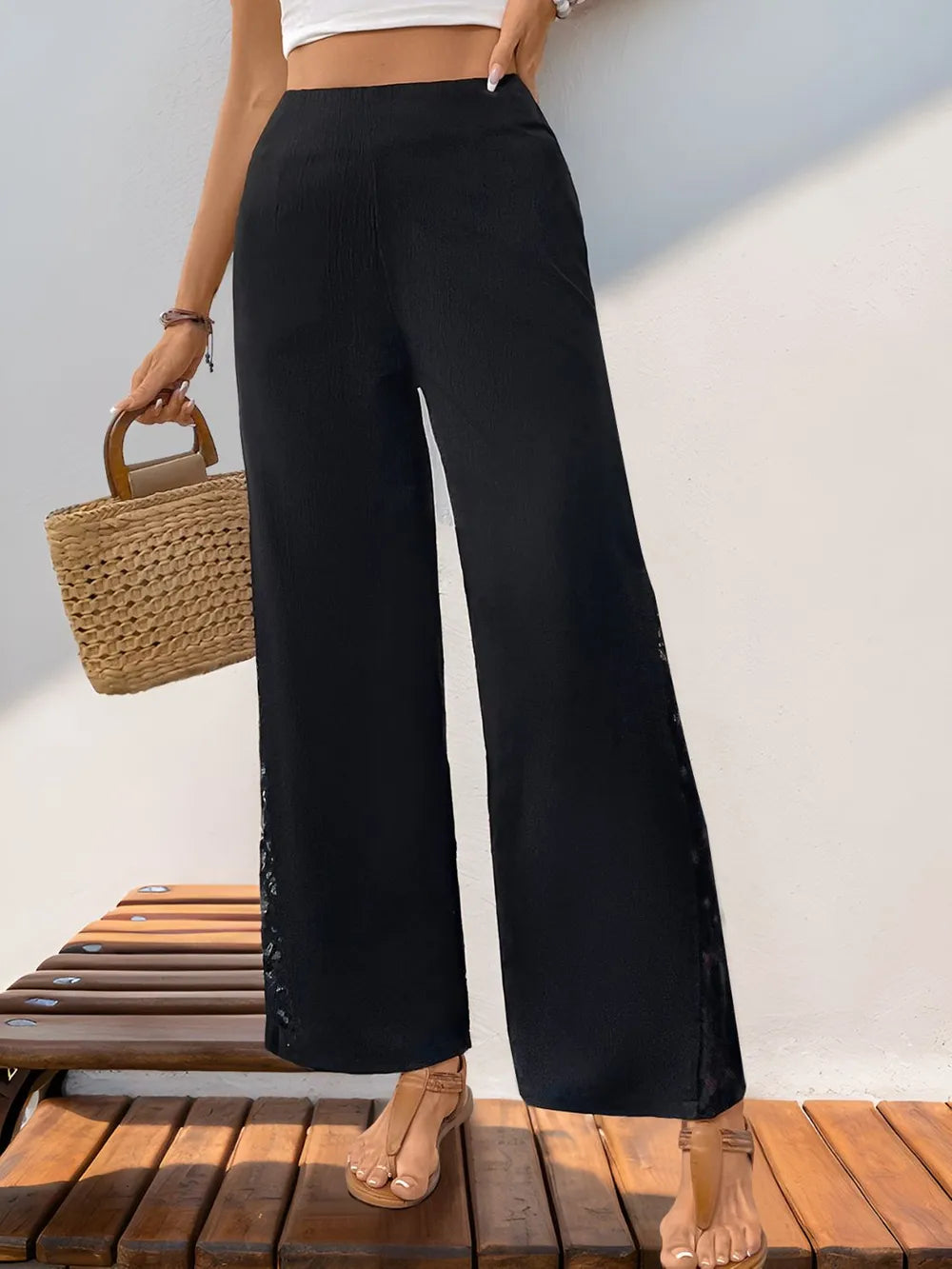 L'ADM - Pantalon Flowy avec Dentelle