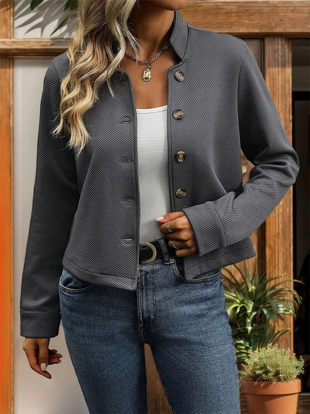 L'ADM - Veste Perfee texturée à boutons
