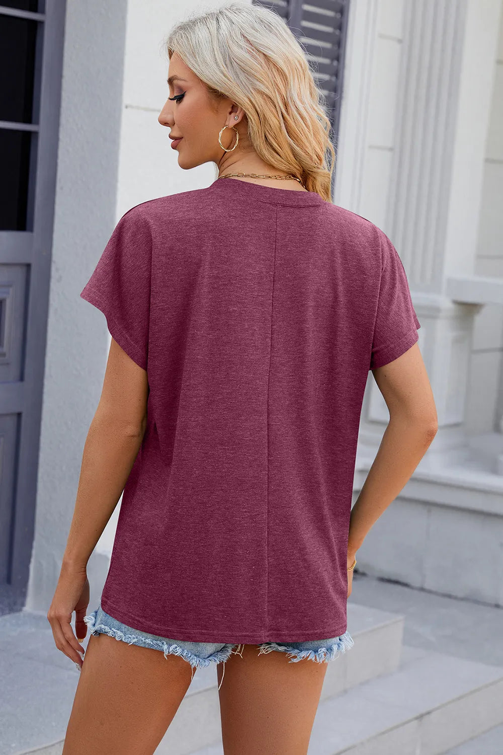 L'ADM – T-shirt Femme Décontracté Uni à Manches Courtes