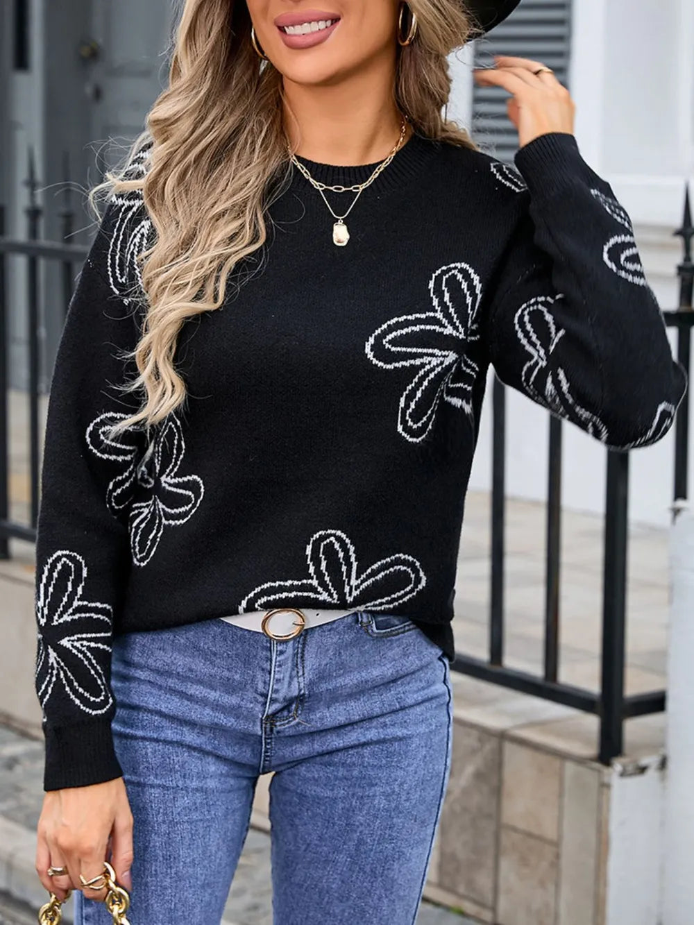 L'ADM – Pull Col Rond Fleurs & Ailes d’Ange