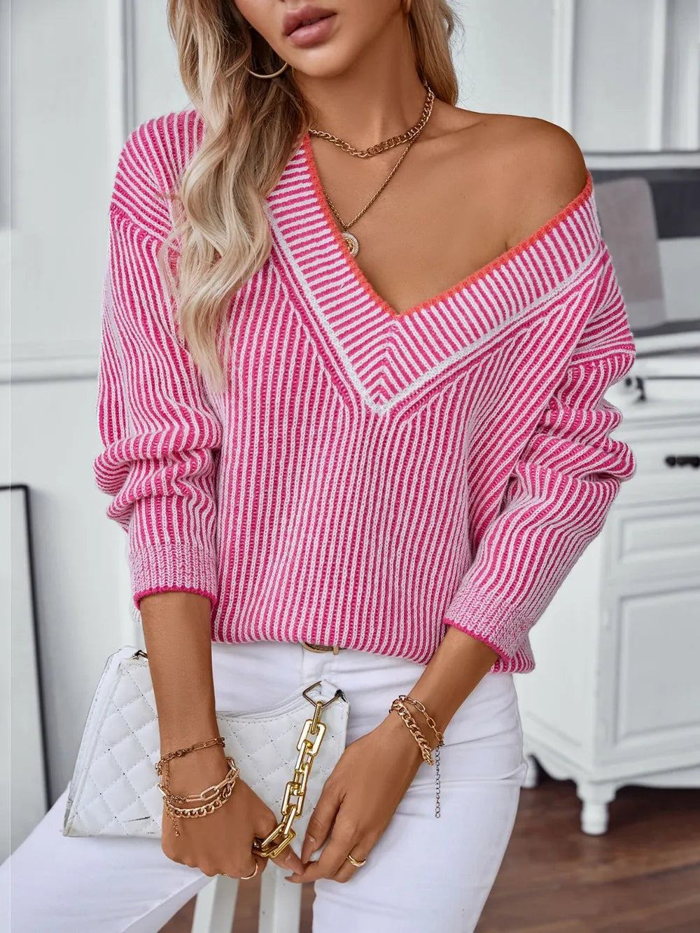 L'ADM - Pull Décontracté Tricoté à Coupe Ample