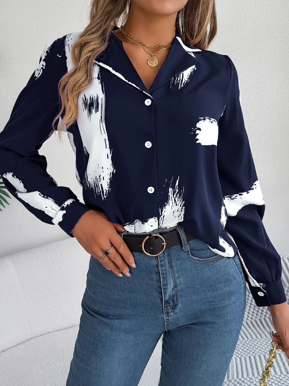 L’ADM - Blouse Imprimée Col Boutonné