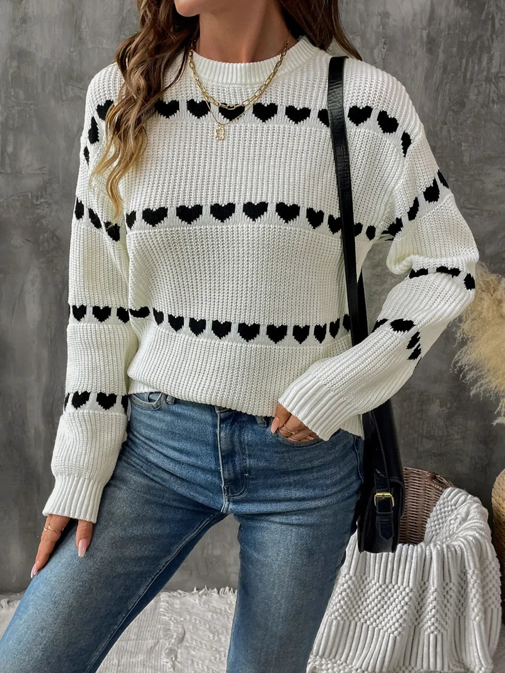 L'ADM - Pull à col rond avec motif cœur