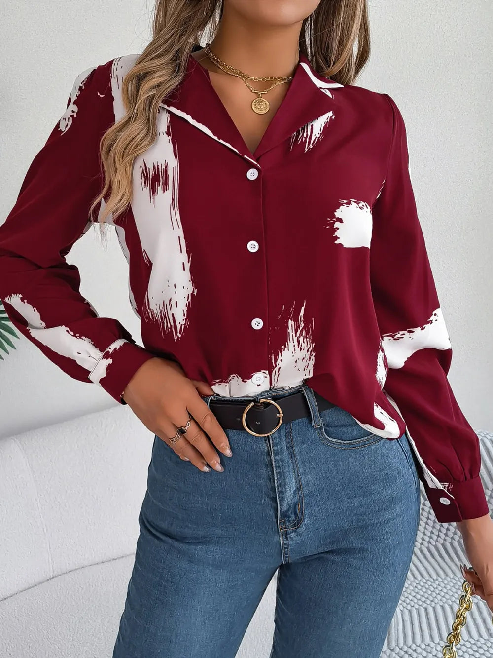 L’ADM - Blouse Imprimée Col Boutonné