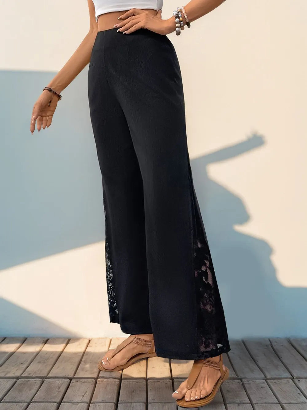 L'ADM - Pantalon Flowy avec Dentelle