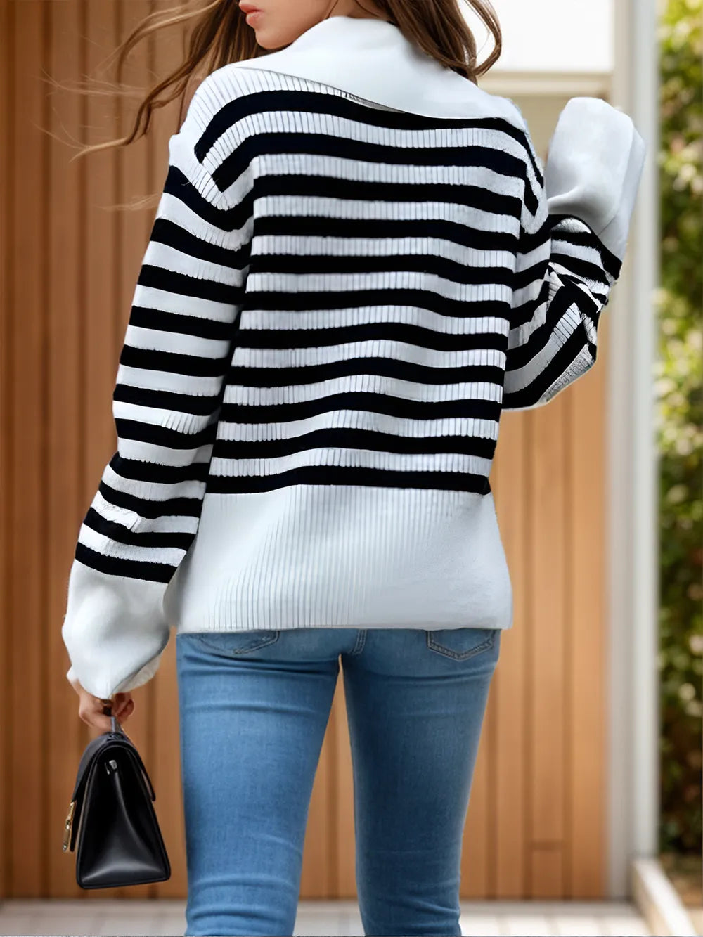L'ADM - Pull à rayures avec col chemise