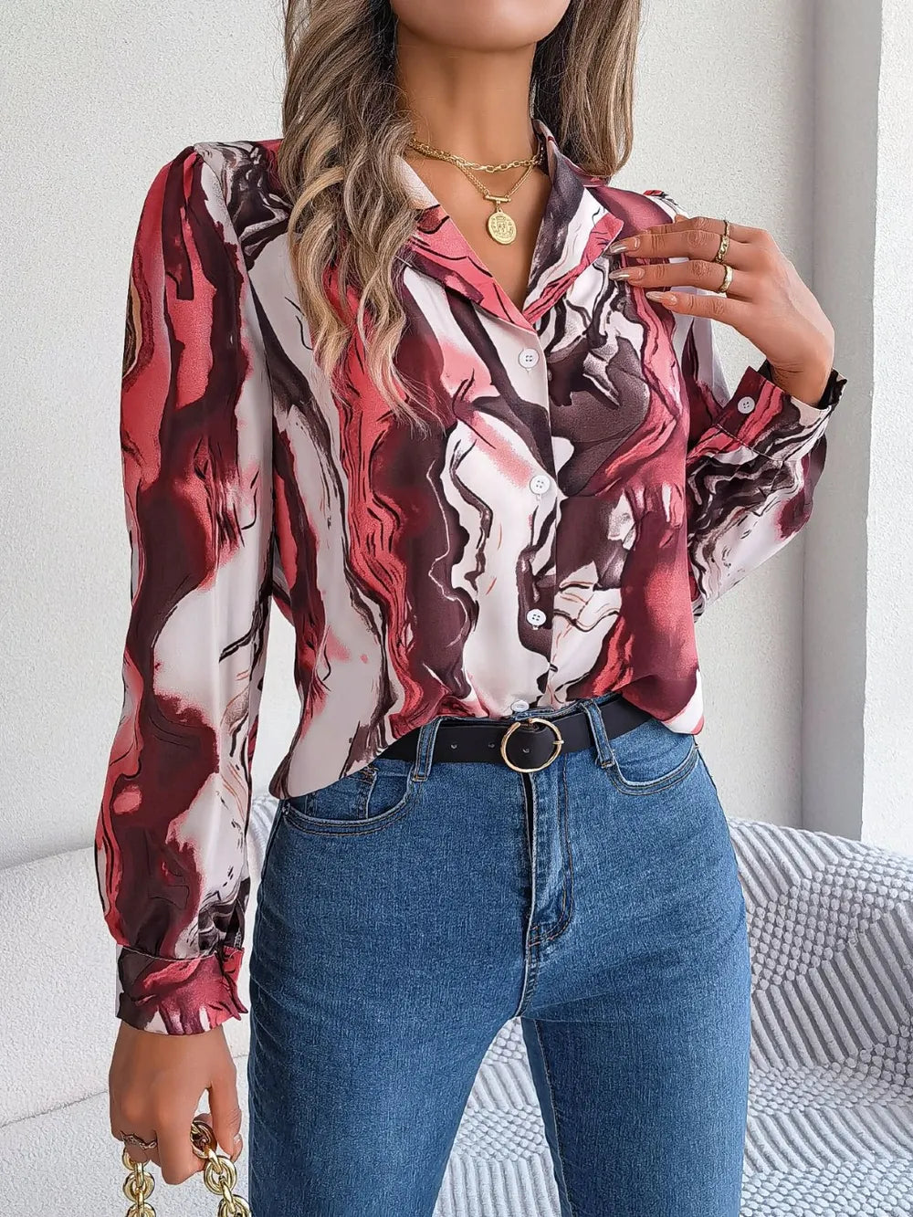 L’ADM - Blouse Imprimée Col Boutonné