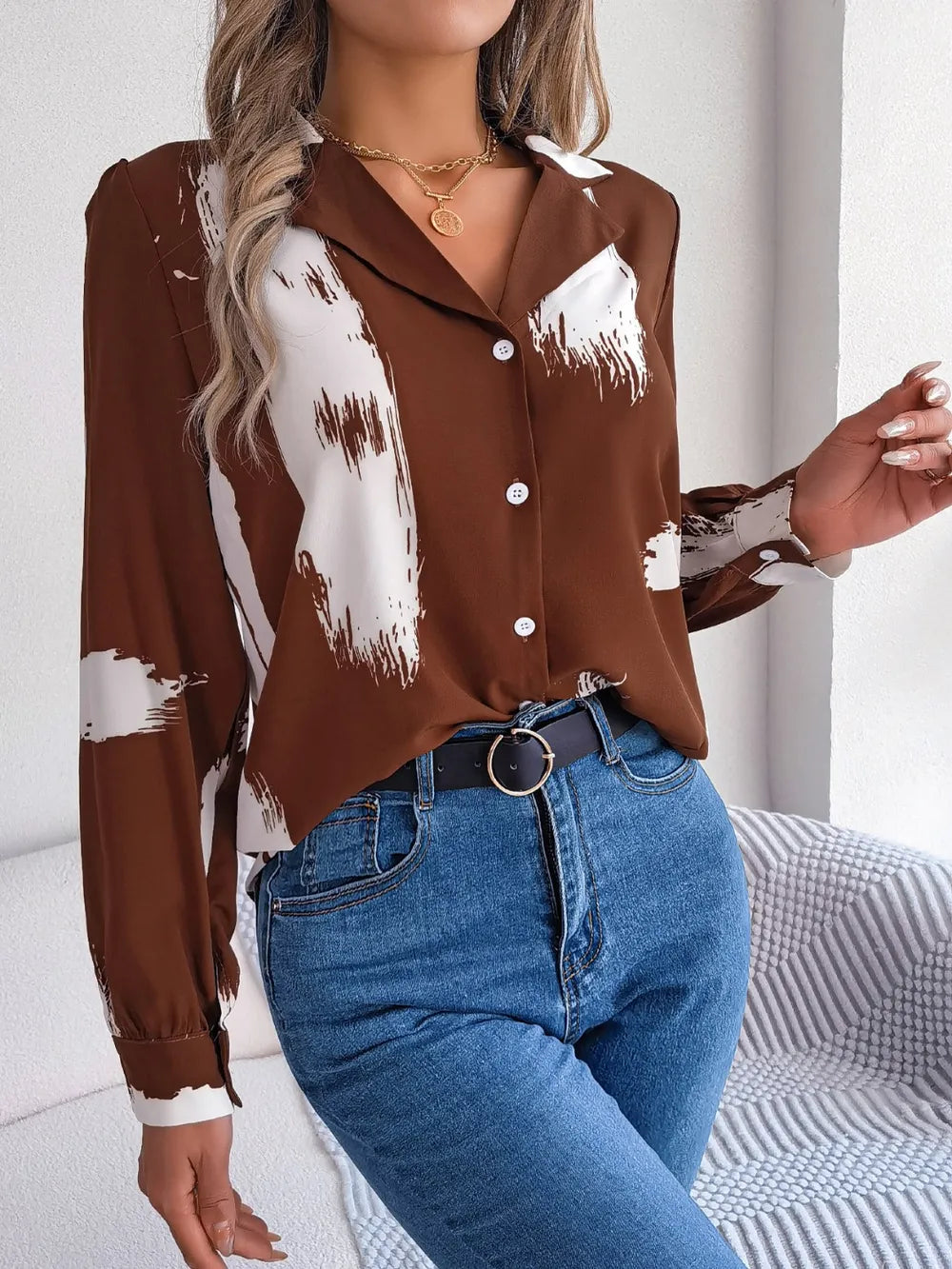 L’ADM - Blouse Imprimée Col Boutonné