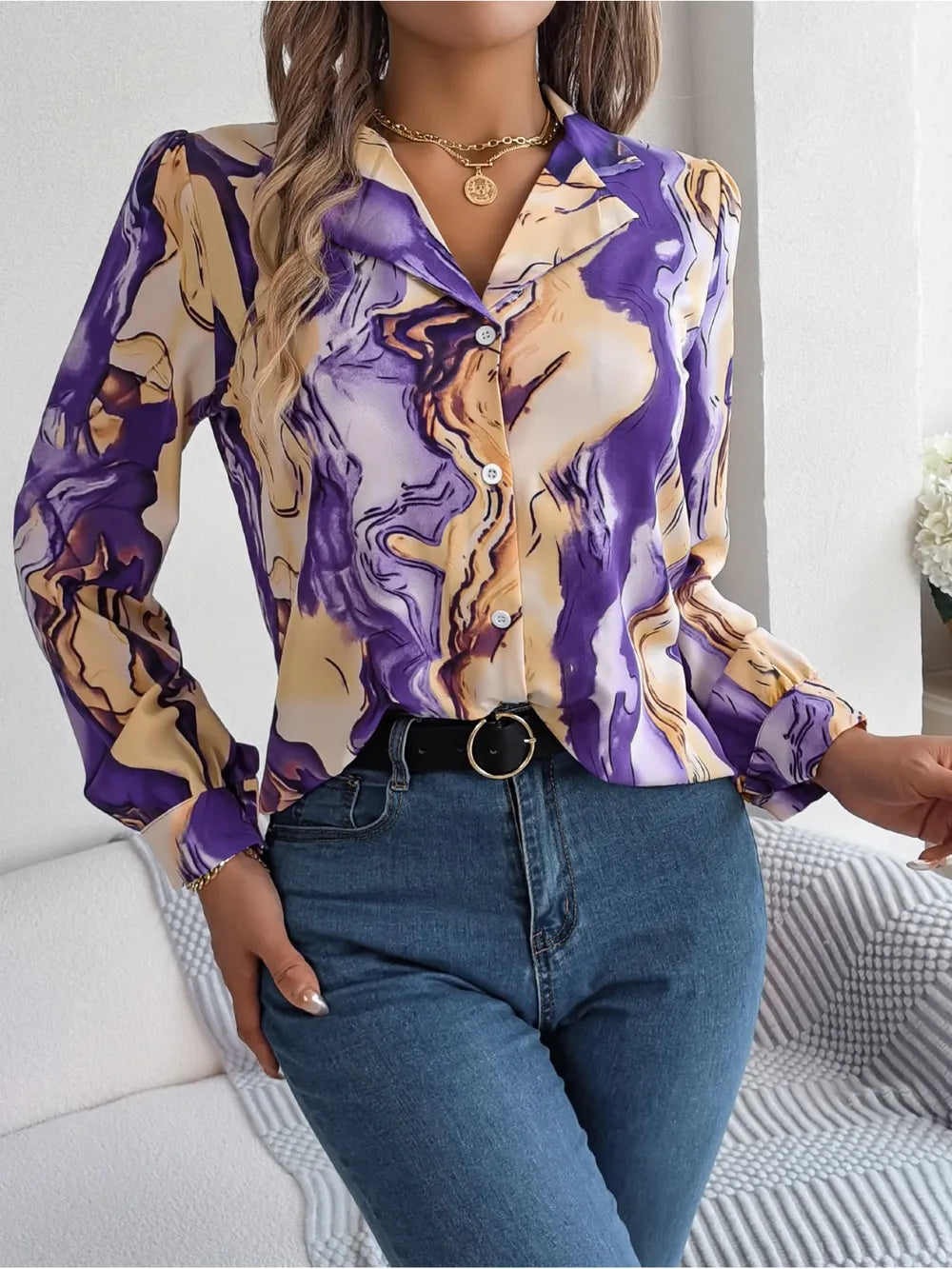 L’ADM - Blouse Imprimée Col Boutonné
