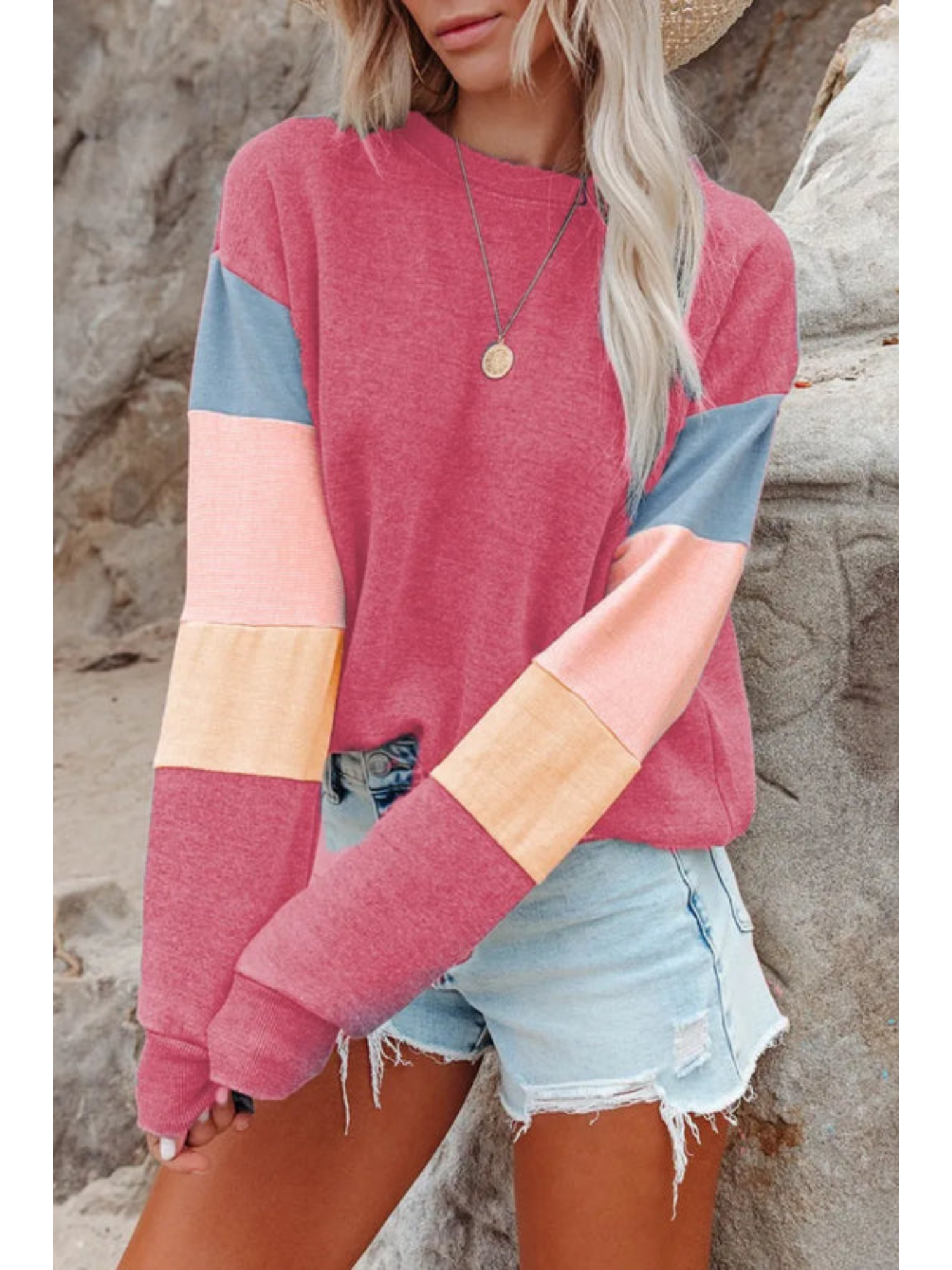 L'ADM - Sweatshirt Color Block à Col Rond